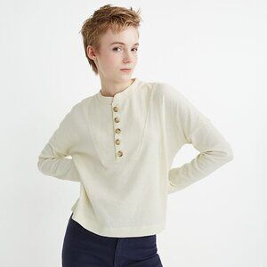 Madewell Texture & Thread Seamed Henley Long Sleeve Color: Mustard | Medium